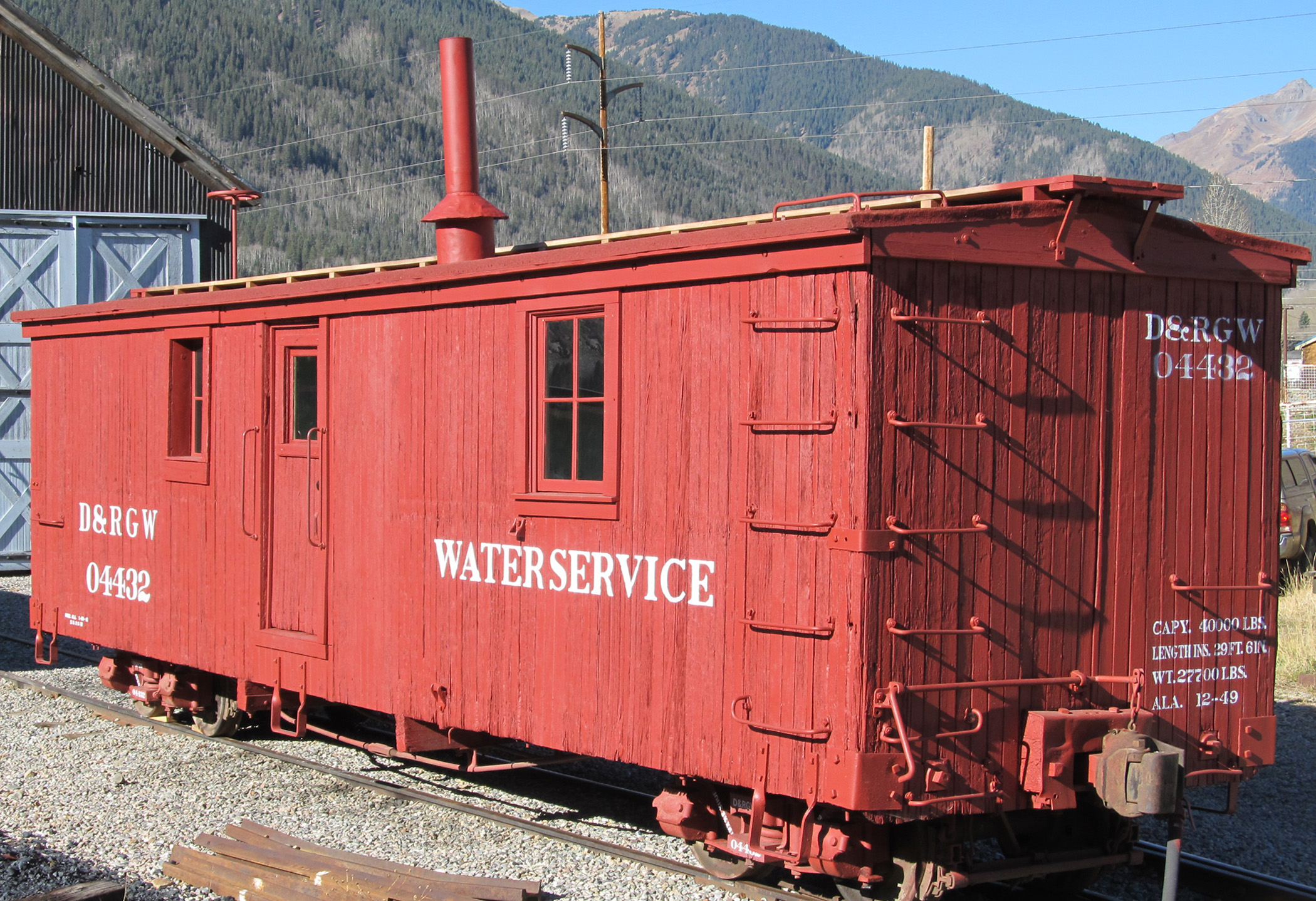 Box Outfit Car 04432 stands completed outside the SN Engine Shed in Silverton.