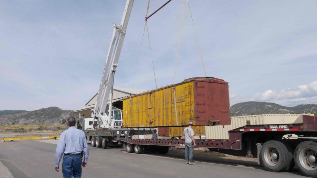 D&RGW Reefer 54 being loaded up for a trip to its new home in Silverton.