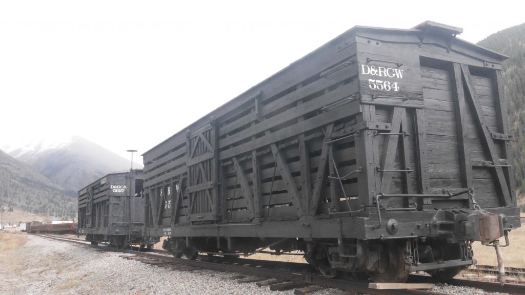 D&RGW Stock cars 5564 and 5627 at Silverton CO. Fall 2015.